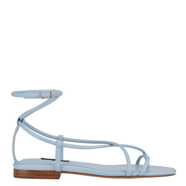 Nine West Mandie Strappy Blue Flat Sandals | South Africa 52Y29-0Z58
